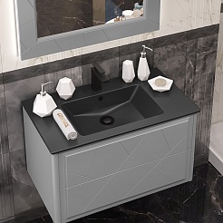 Opadiris Мебель для ванной Луиджи 90 подвесная серая матовая/антрацит – фотография-6